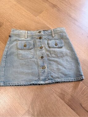 Ralph Lauren Vintage Denim Button-Front Mini Skirt